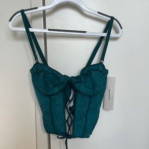 Urban Outfitters green corset tie front